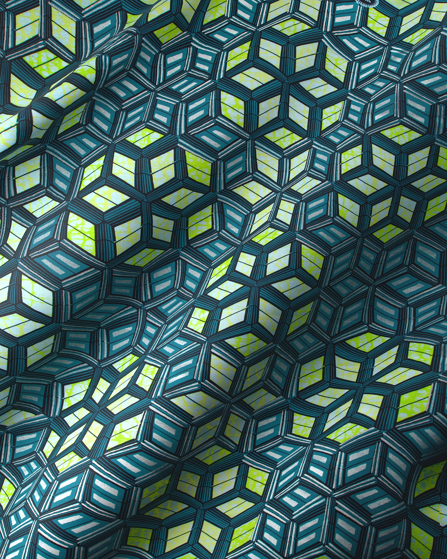 Fabric geometric pattern teal lime super-wax vl04767.012
