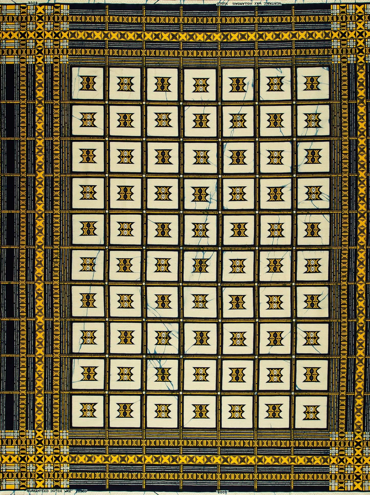 Geometric-patterned fabric grid cream-colored squares wax hollandais vl08008.254