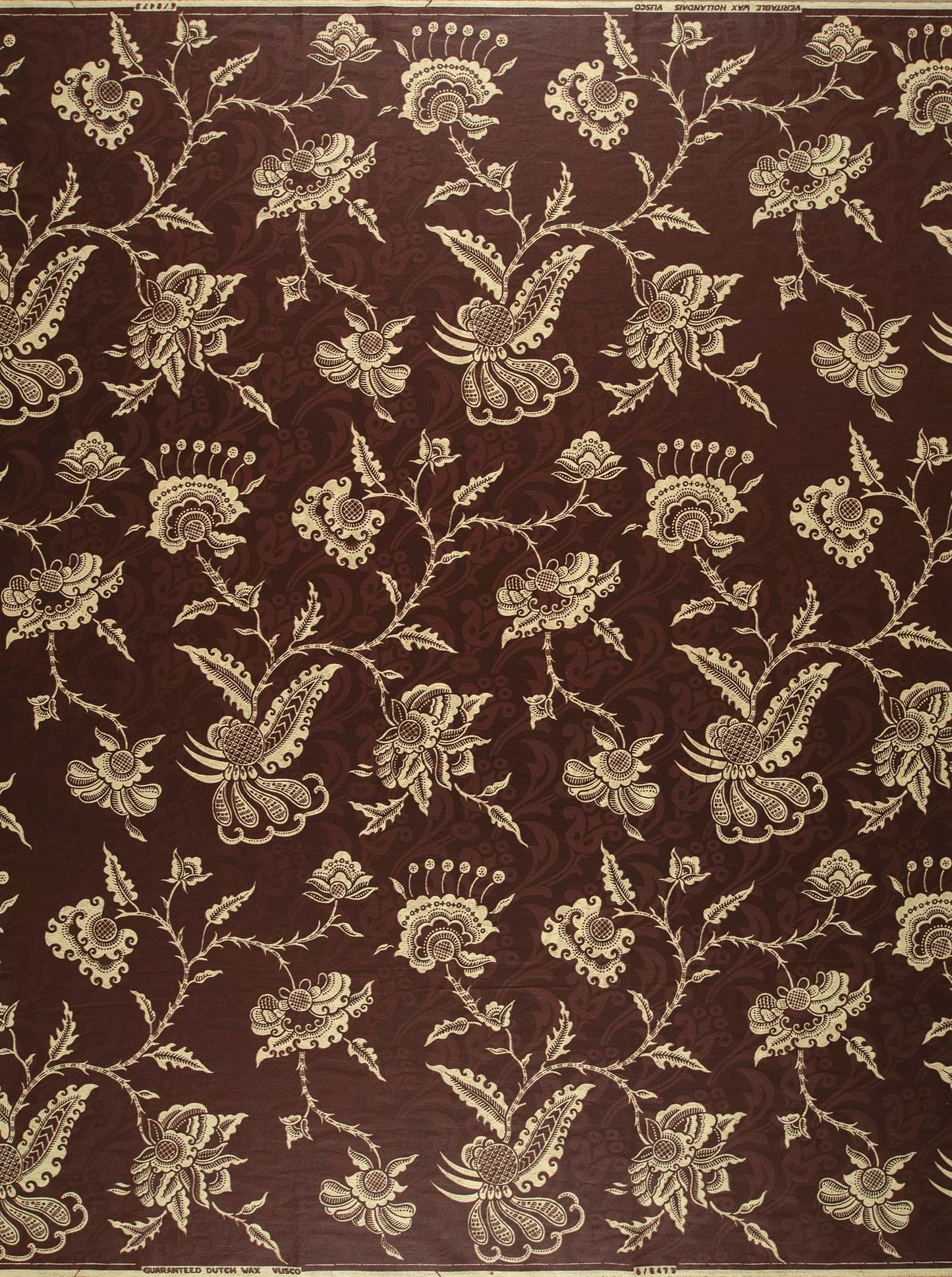 Dark brown fabric intricate cream-colored wax hollandais vl08473.007
