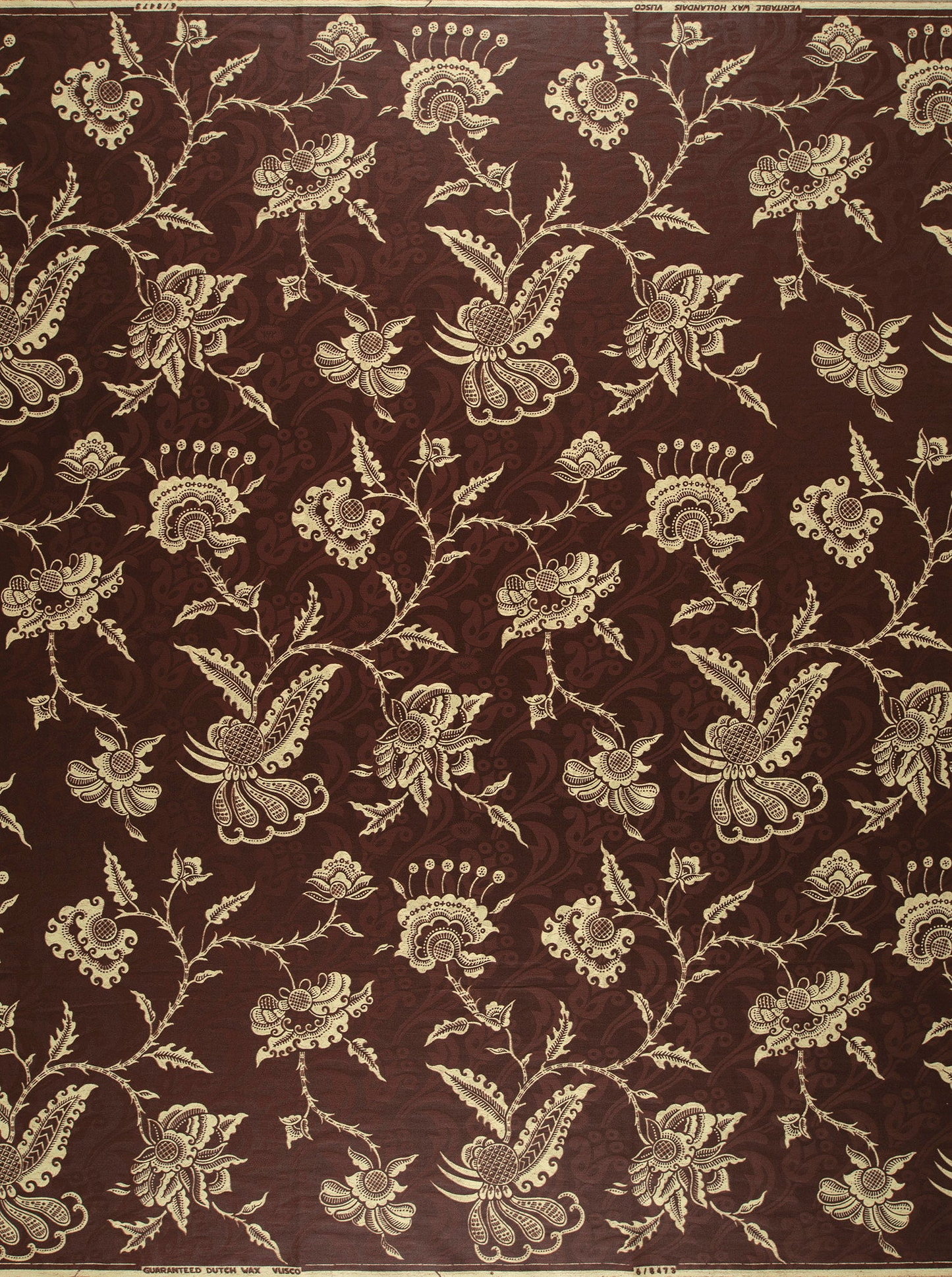 Dark brown fabric intricate cream-colored wax hollandais vl08473.007