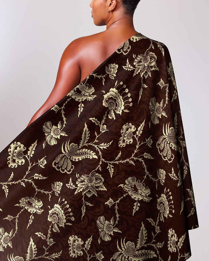 Rich brown satin cape intricate wax hollandais vl08473.007