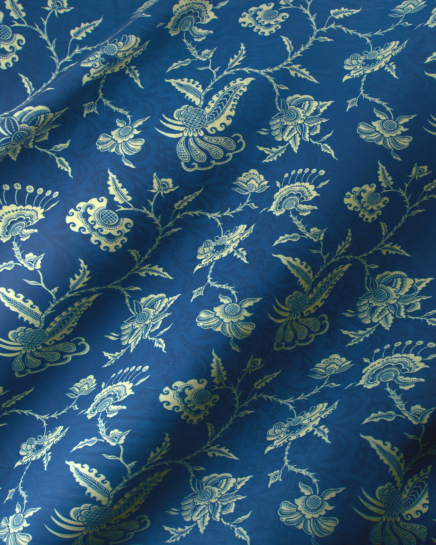Rich blue silk fabric adorned wax hollandais vl08473.009