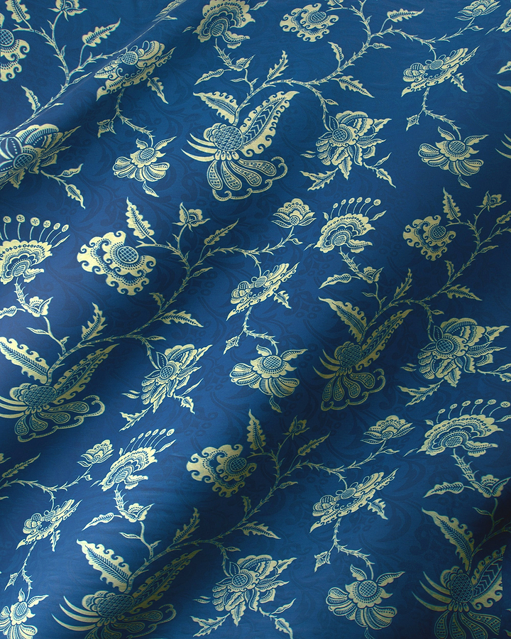 Rich blue silk fabric adorned wax hollandais vl08473.009