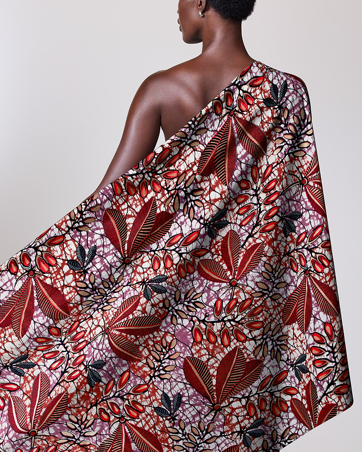 Vibrant red black botanical print super-wax vl08588.010