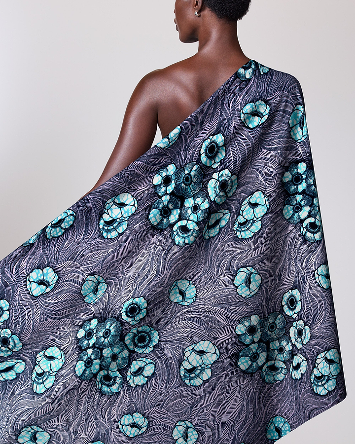 One-shoulder wrap dress dark gray wax hollandais vl08621.017