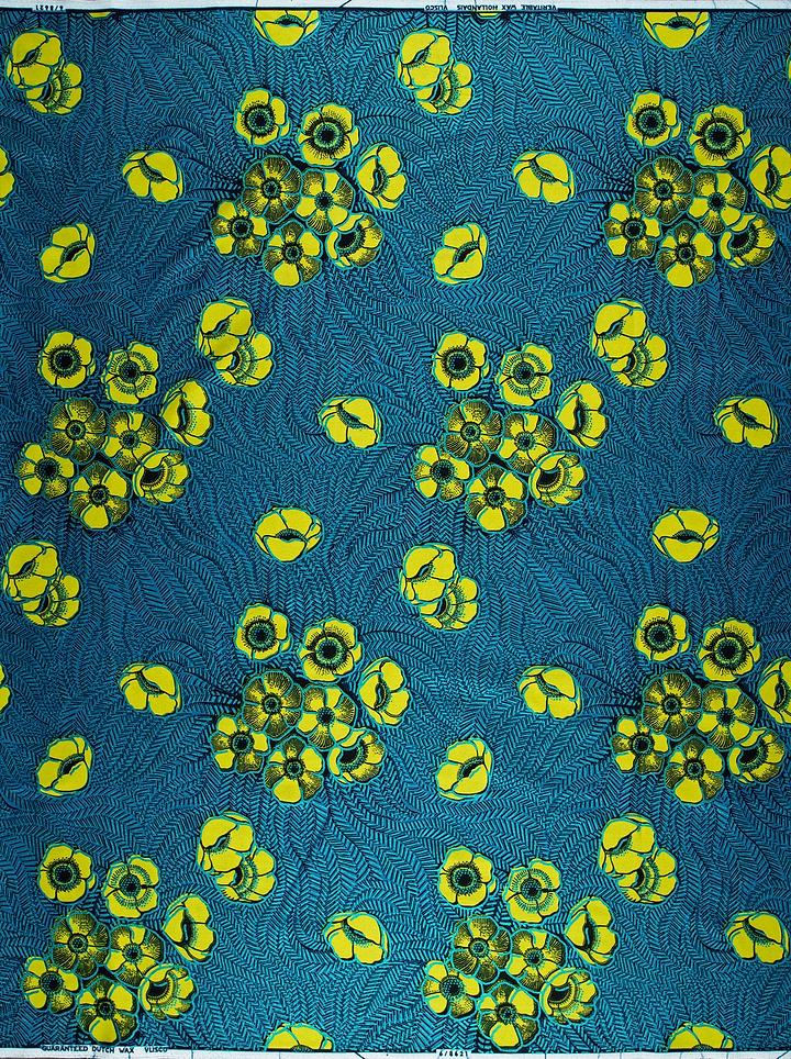 Vibrant yellow floral patterned fabric wax hollandais vl08621.018