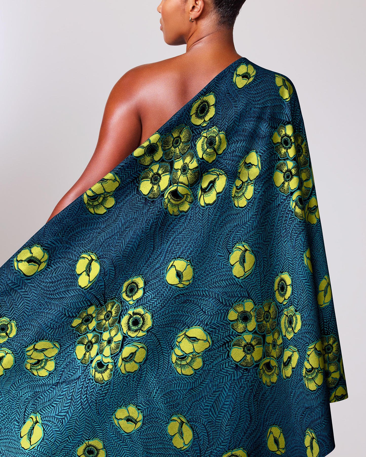 Vibrant one-shoulder dress deep teal wax hollandais vl08621.018