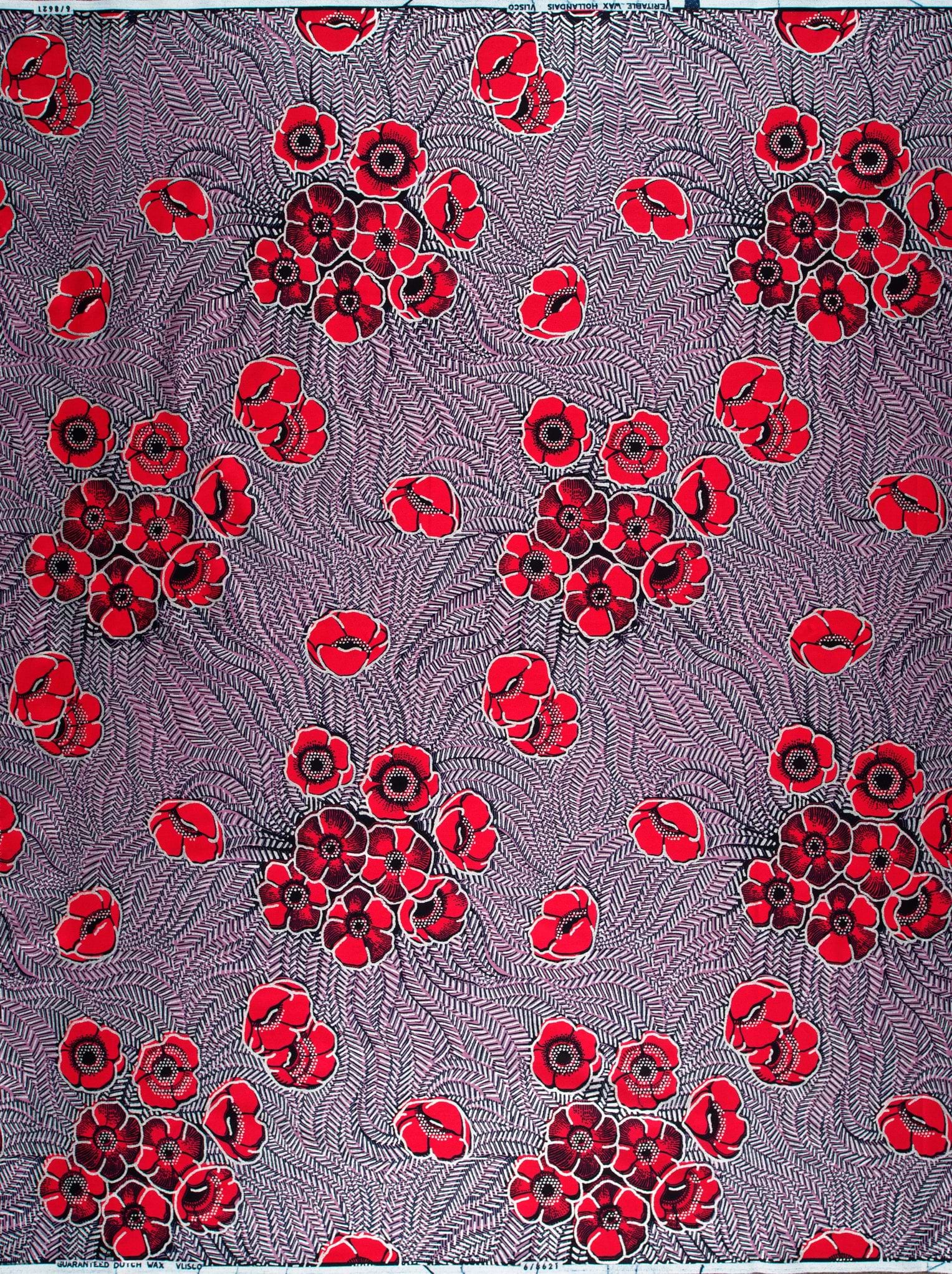 Vibrant red poppy flowers black wax hollandais vl08621.019