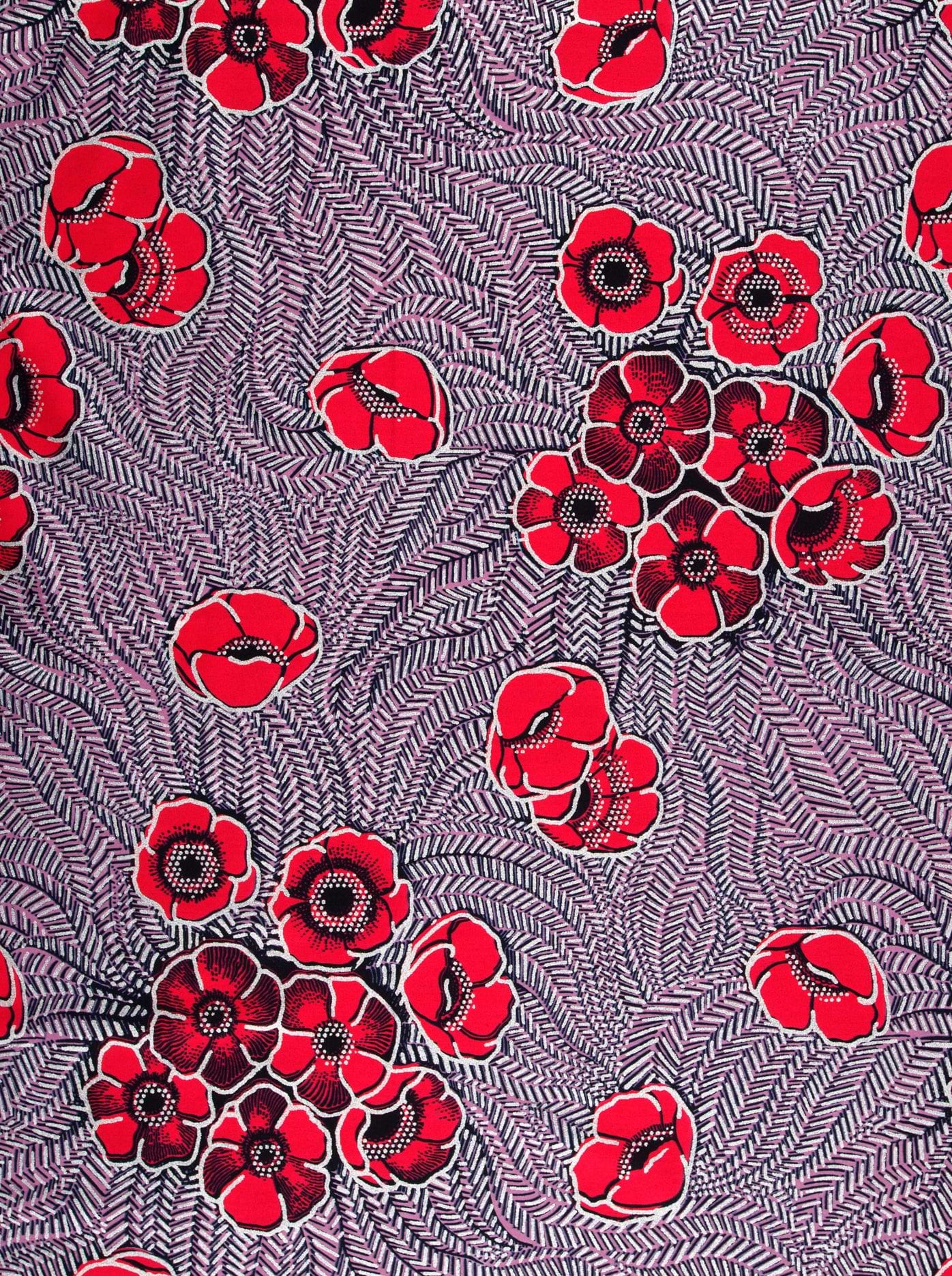 Vibrant red poppy flowers black wax hollandais vl08621.019