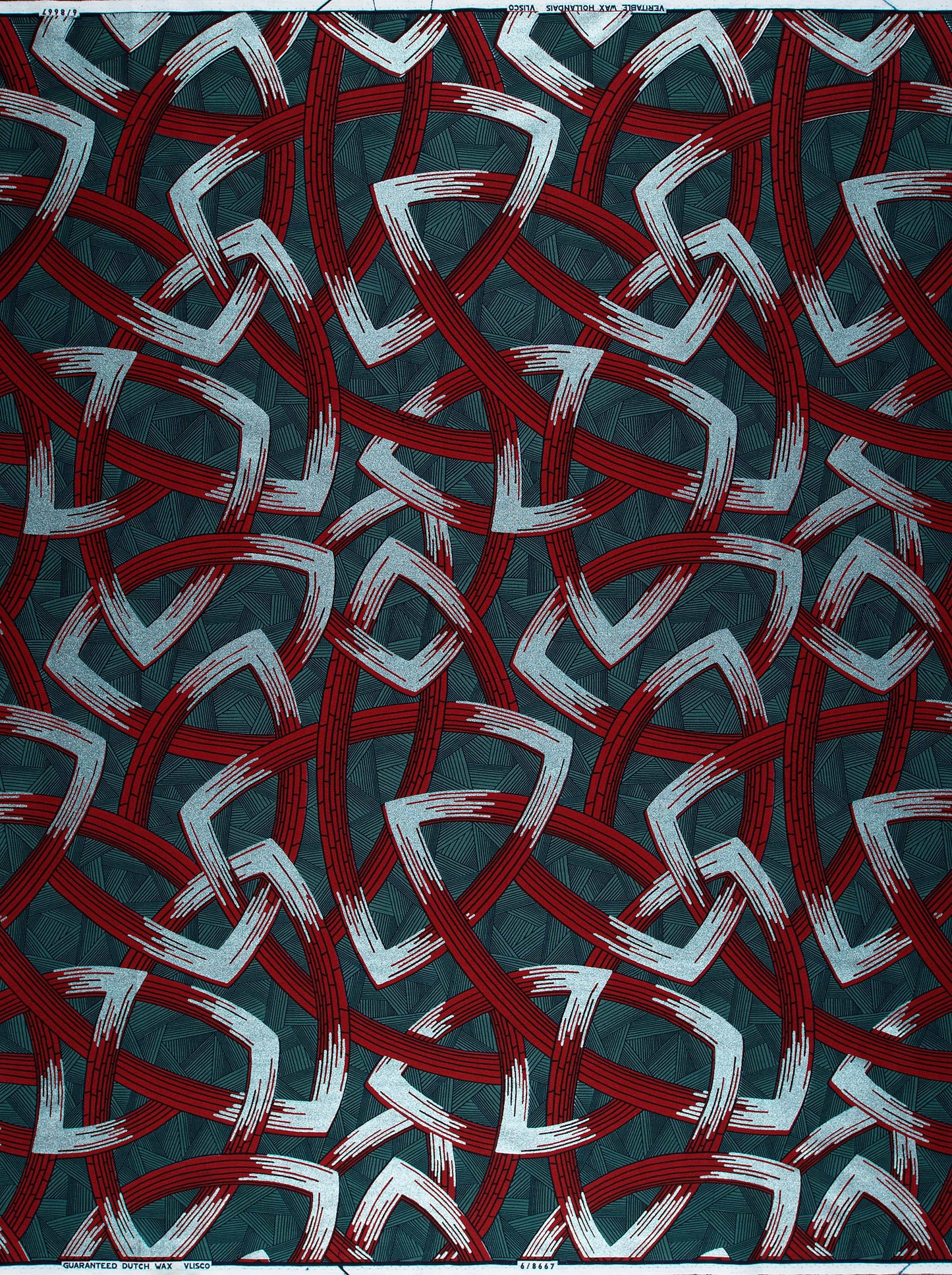 Vibrant red white brushstroke-patterned fabric wax hollandais vl08667.003