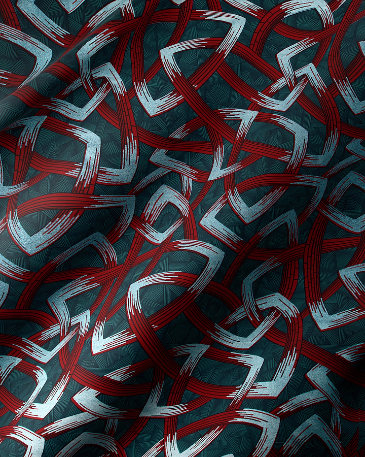 Dark teal fabric intricate interwoven wax hollandais vl08667.003