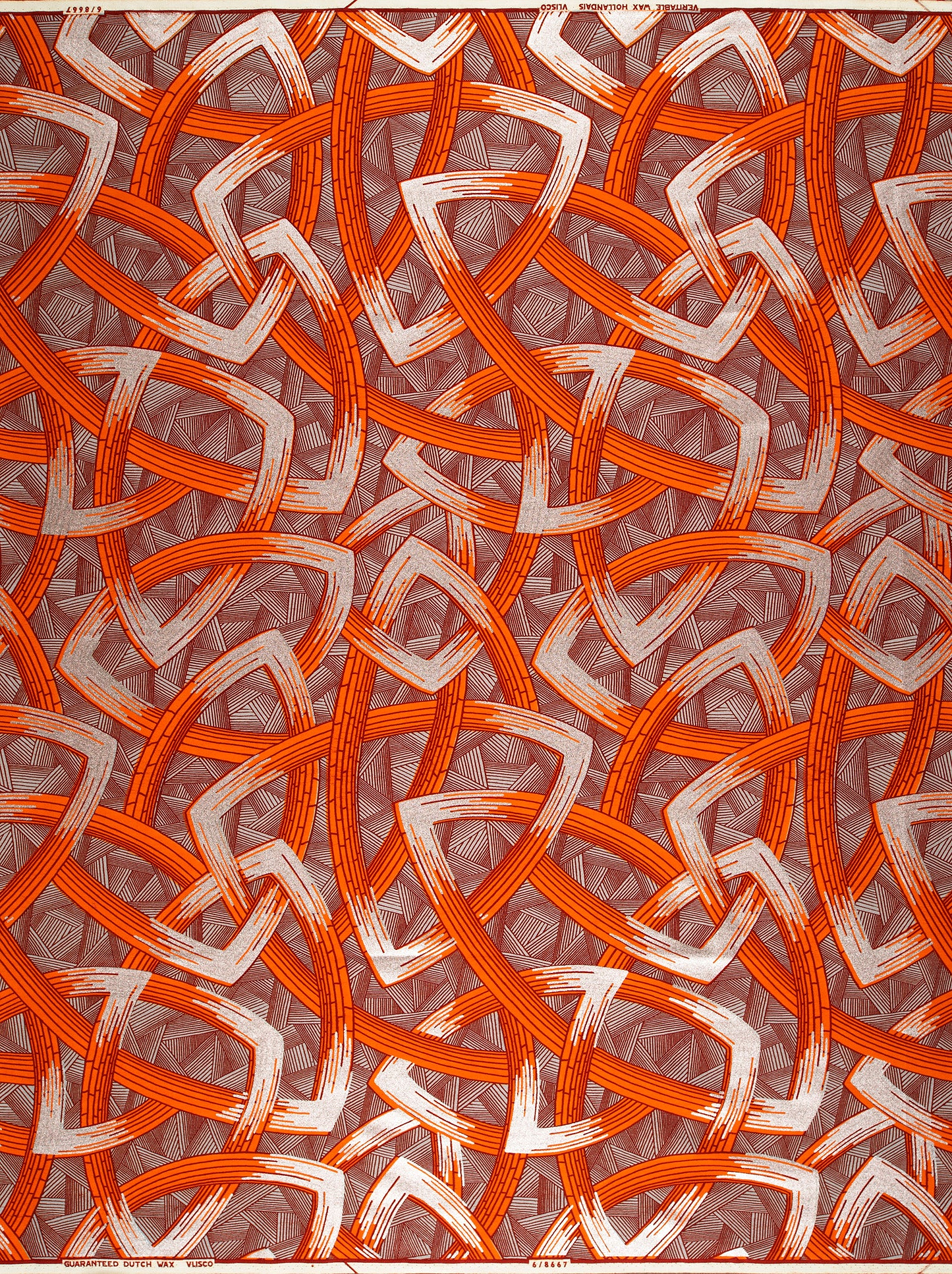 Vibrant orange white geometric pattern wax hollandais vl08667.008