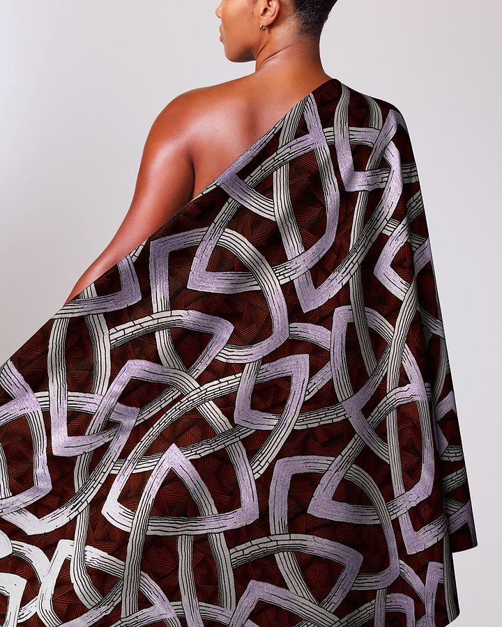 Rich burgundy one-shoulder wrap dress wax hollandais vl08667.009