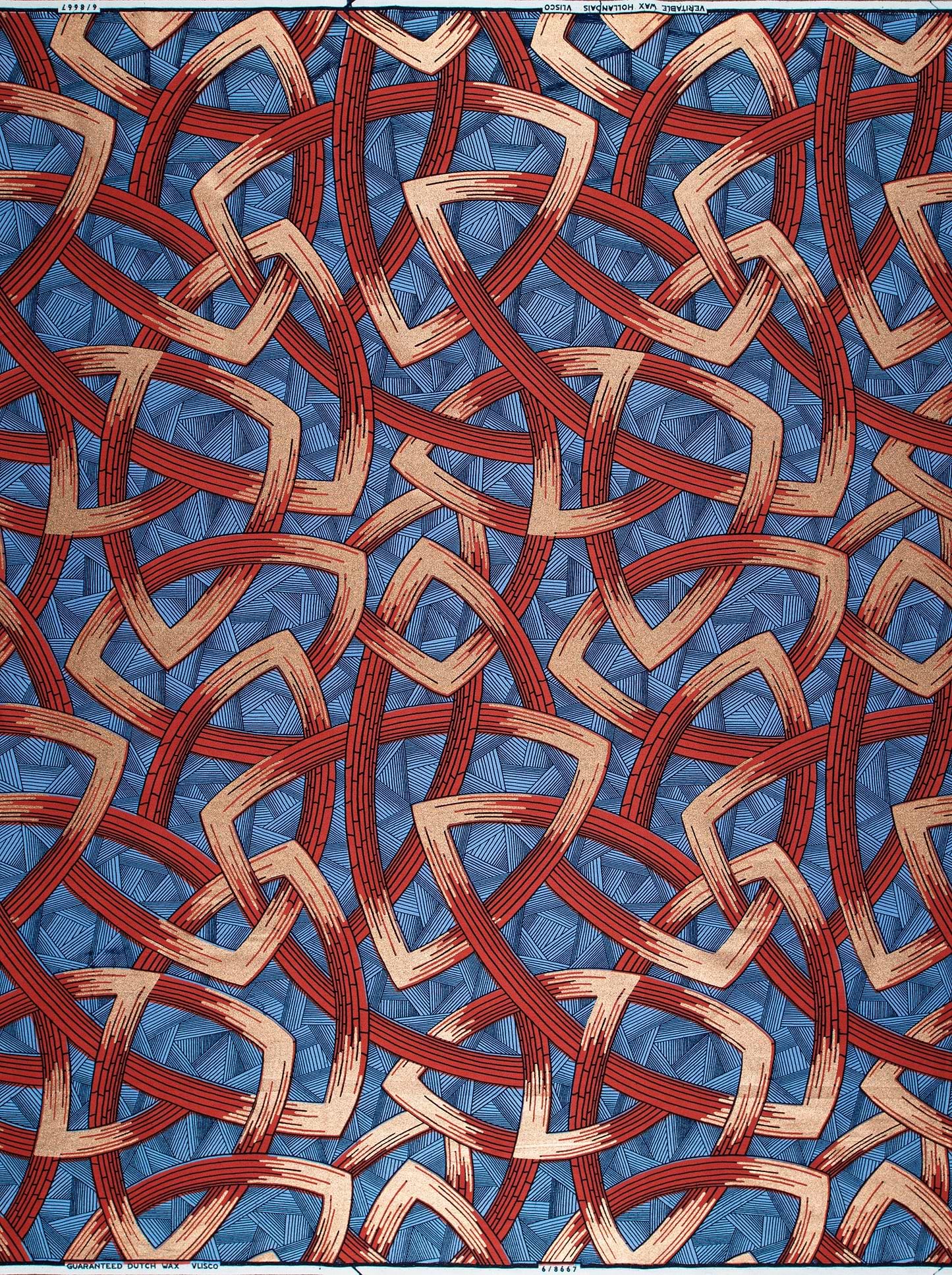 Blue fabric bold interwoven geometric wax hollandais vl08667.010
