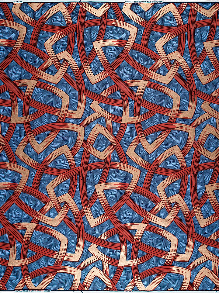 Blue fabric bold interwoven geometric wax hollandais vl08667.010