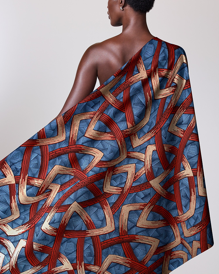 Vibrant blue red beige patterned wax hollandais vl08667.010