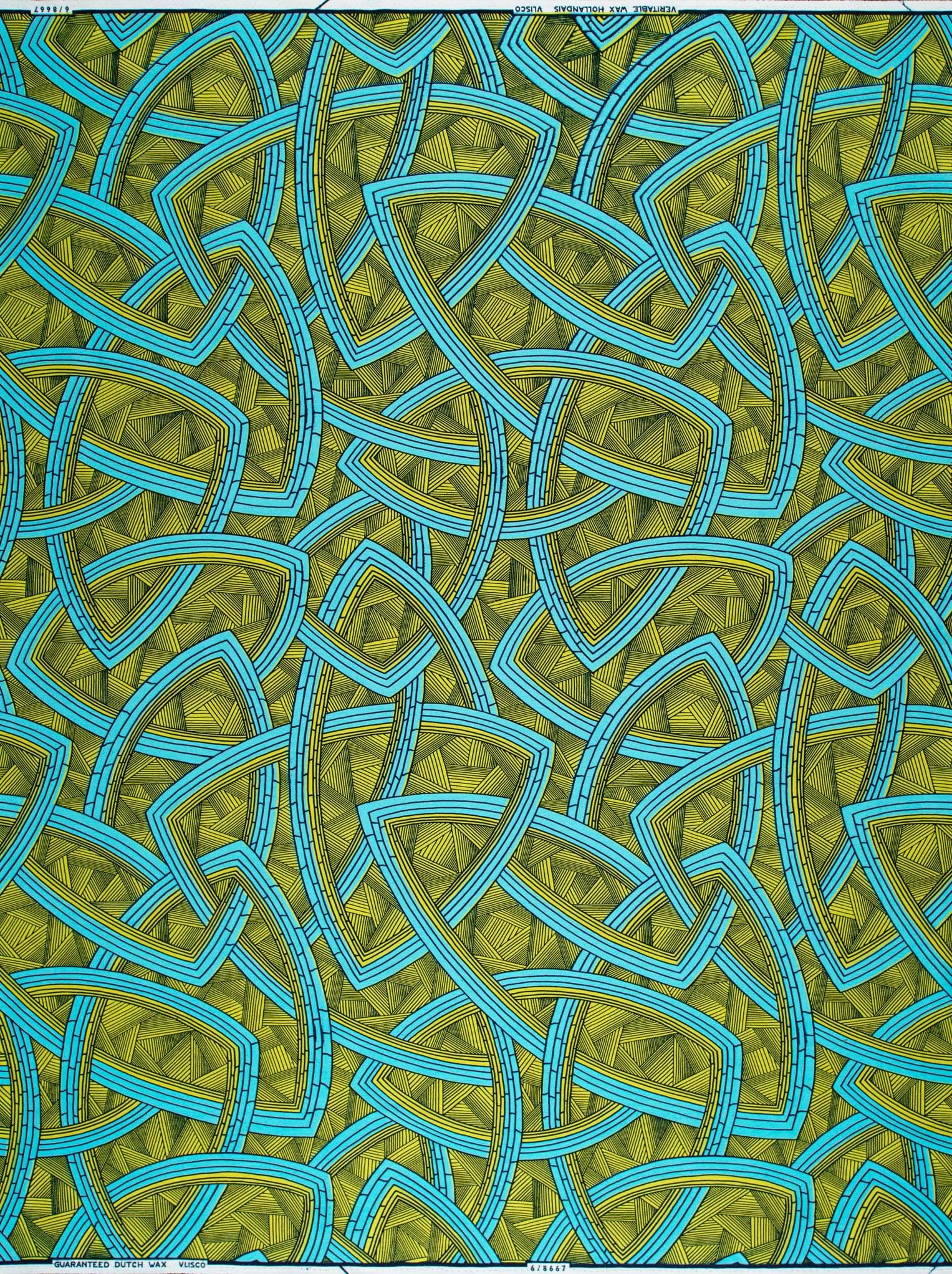 Vibrant turquoise mustard yellow geometric wax hollandais vl08667.011