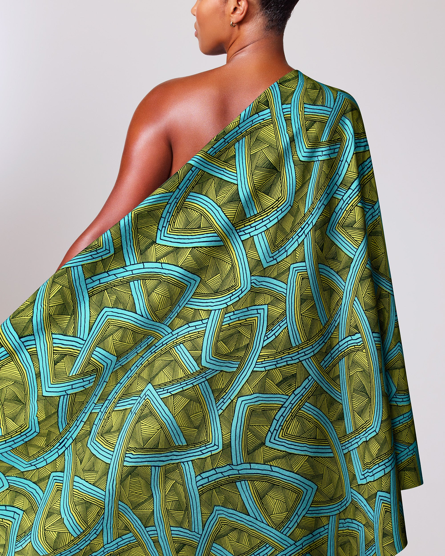 Vibrant olive green turquoise geometric-patterned wax hollandais vl08667.011