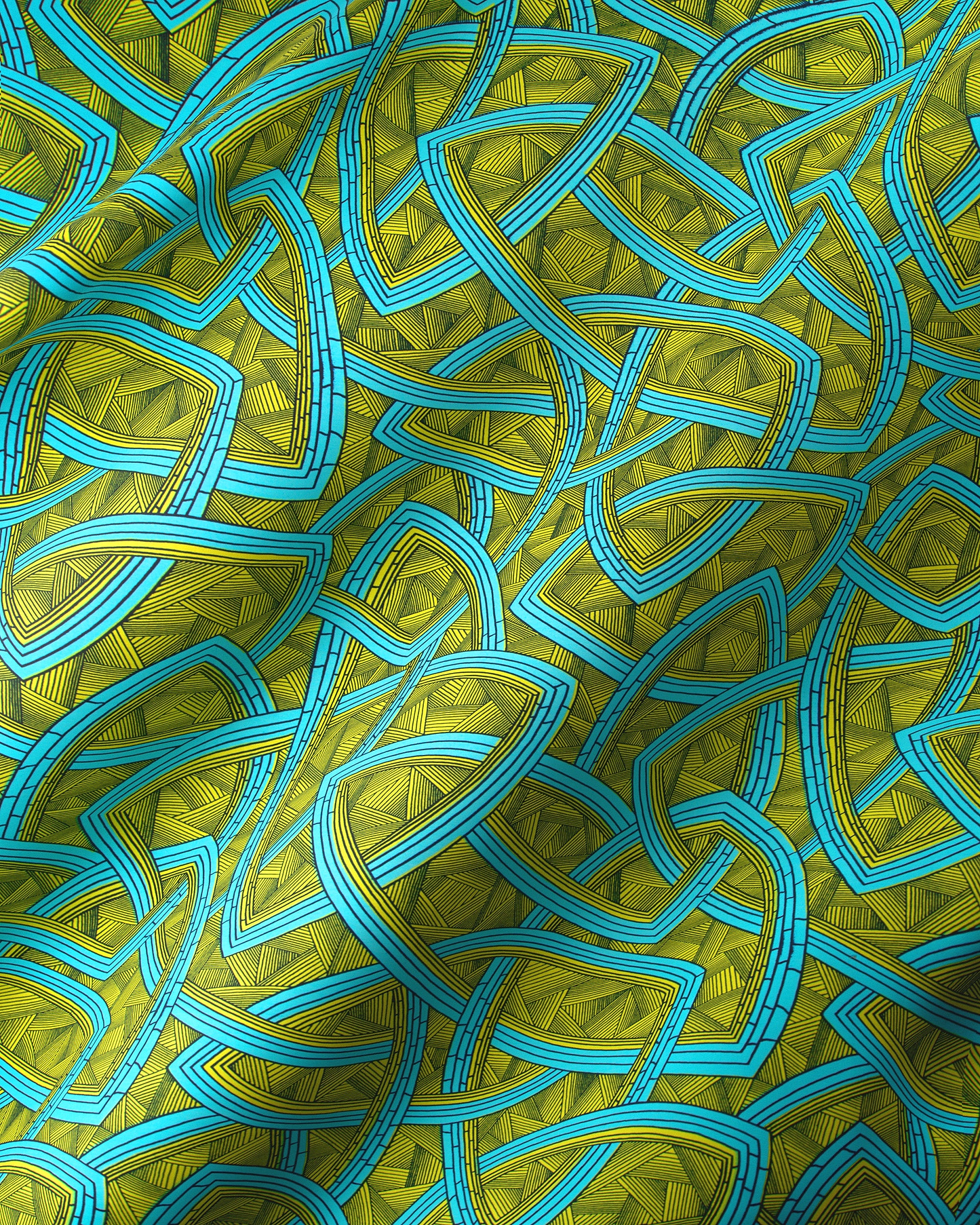 Vibrant yellow turquoise fabric intricate wax hollandais vl08667.011