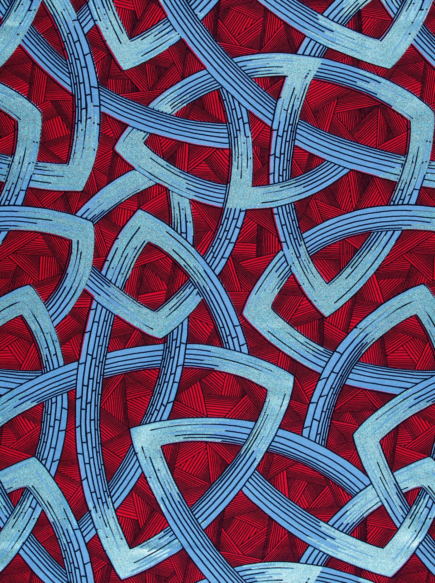 Blue interwoven geometric bands vibrant wax hollandais vl08667.012