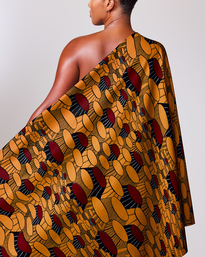 Vibrant one-shoulder dress made bold wax hollandais vl08676.048