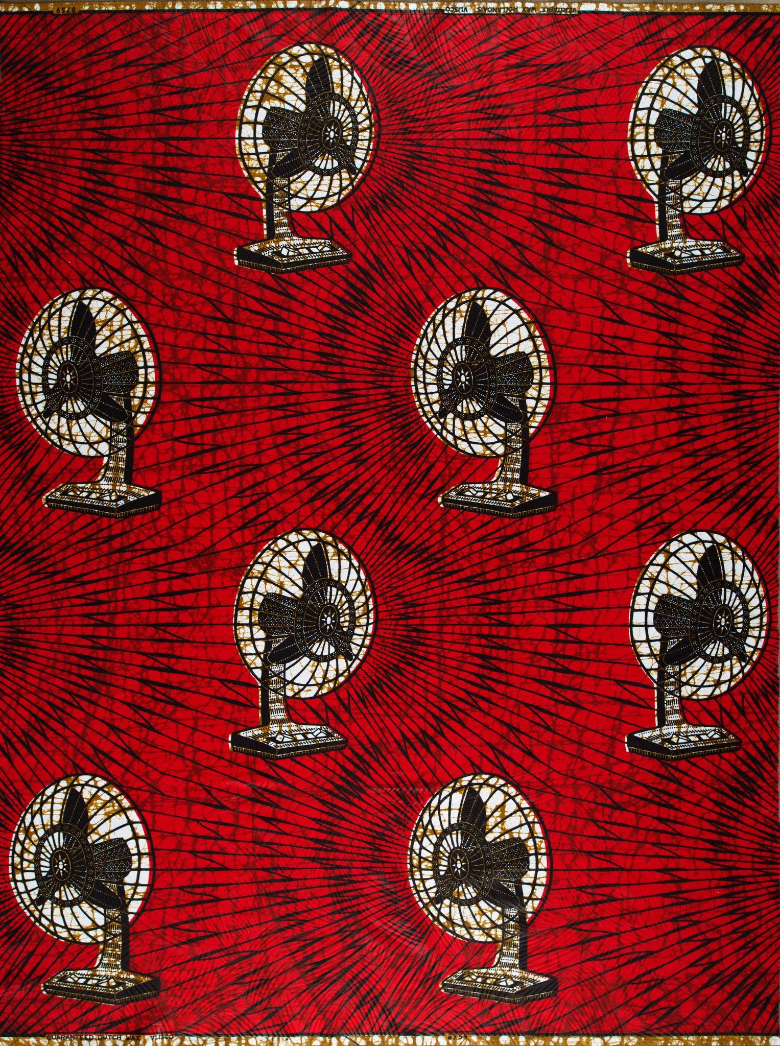 Red fabric pattern black white wax hollandais vl08759.072