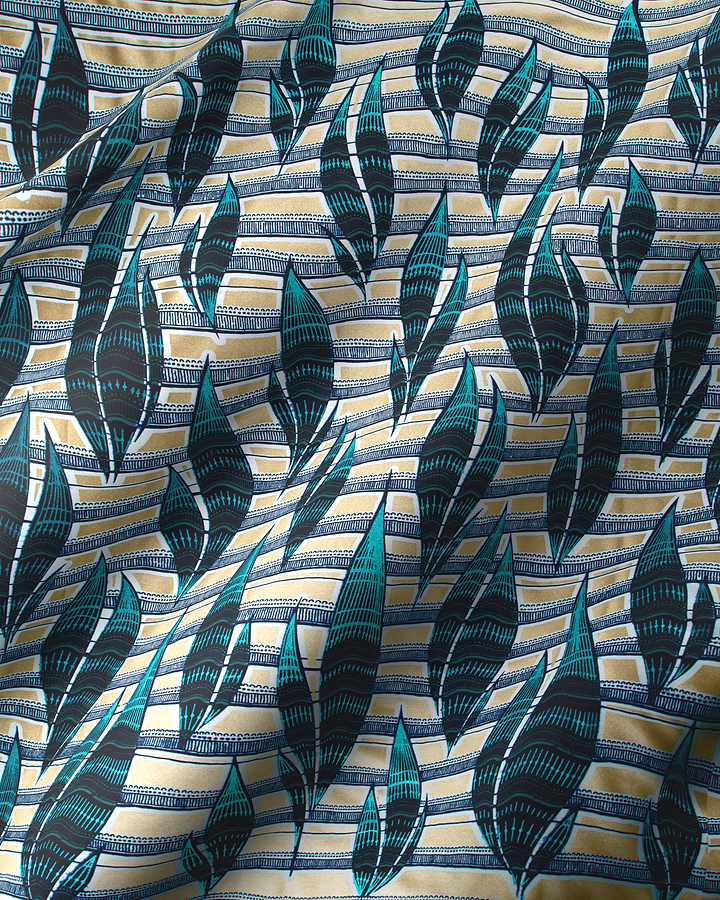 Fabric pattern teal black stylized wax glitterglam vl08792.017