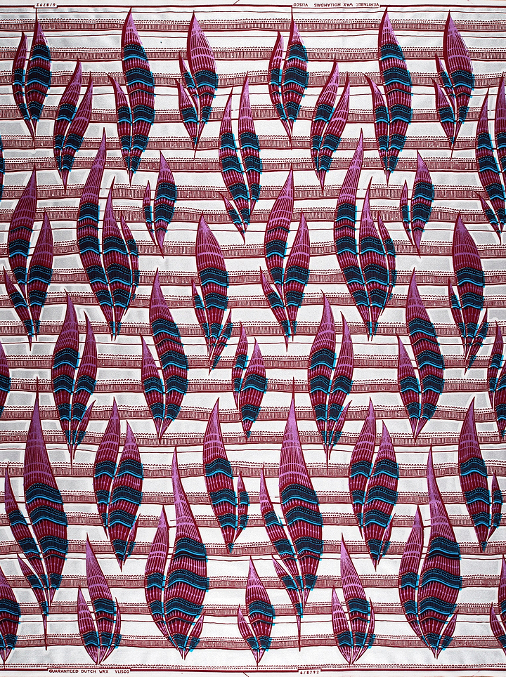 Vibrant plum teal feather-patterned cotton wax glitterglam vl08792.019