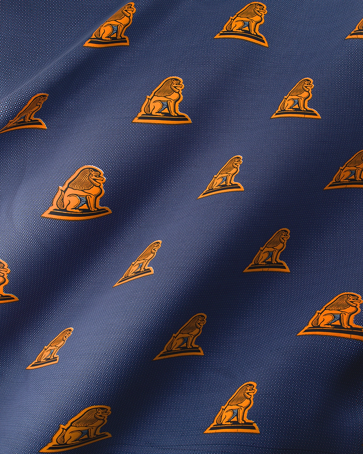 Blue silk tie pattern golden wax hollandais vl08863.085