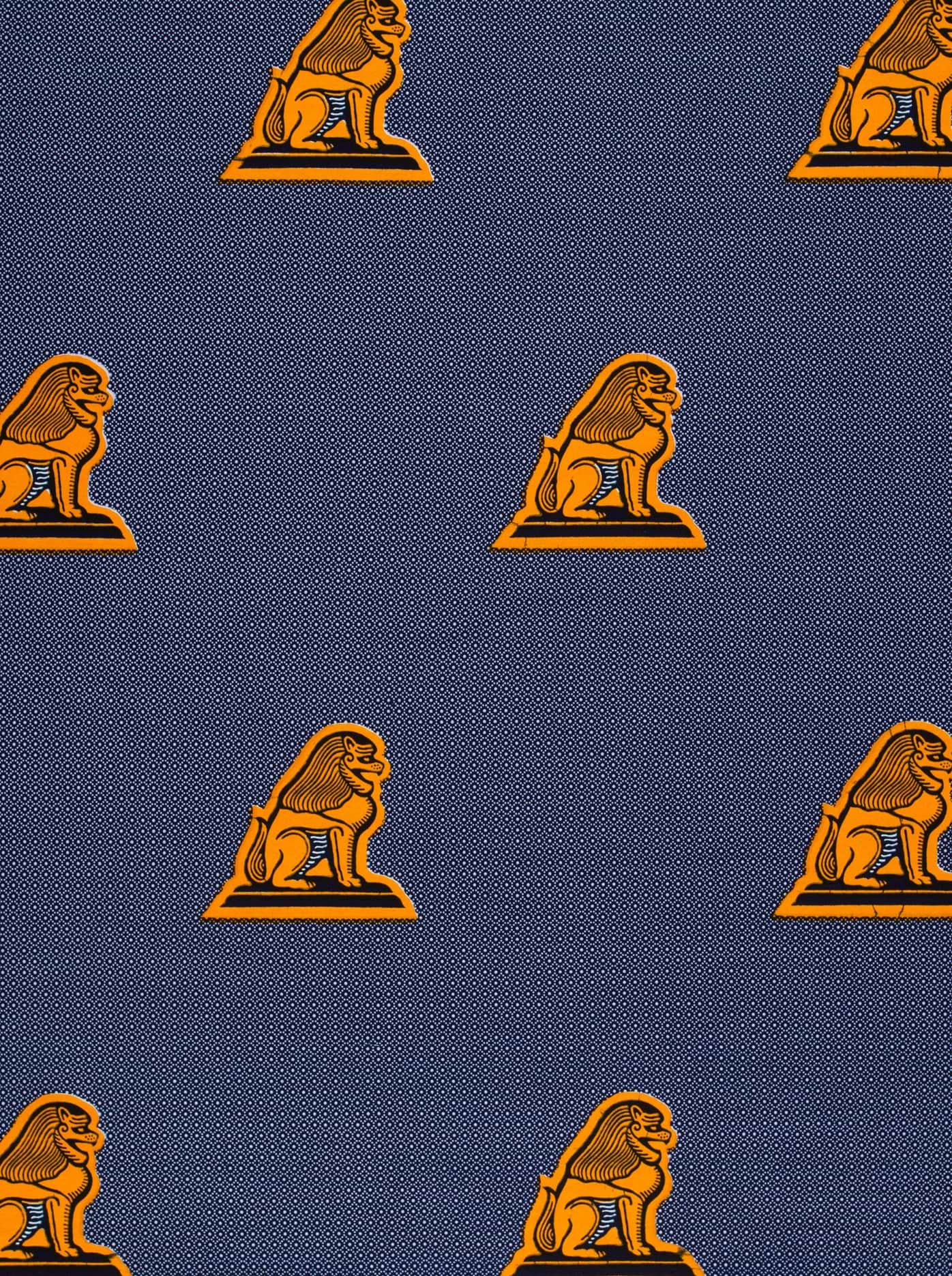 Golden lion emblem navy blue wax hollandais vl08863.085