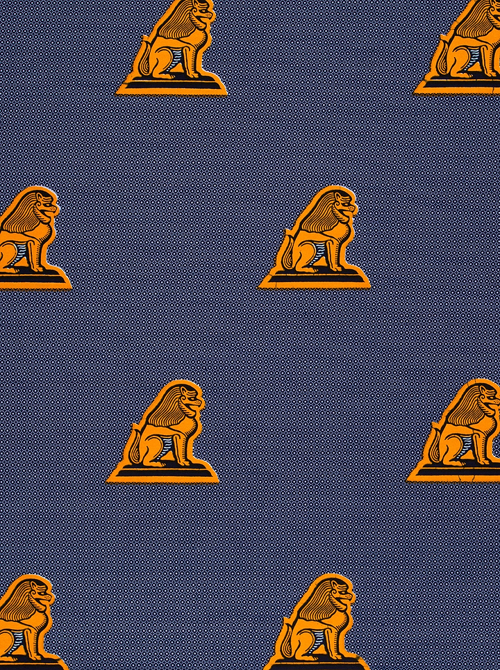 Golden lion emblem navy blue wax hollandais vl08863.085