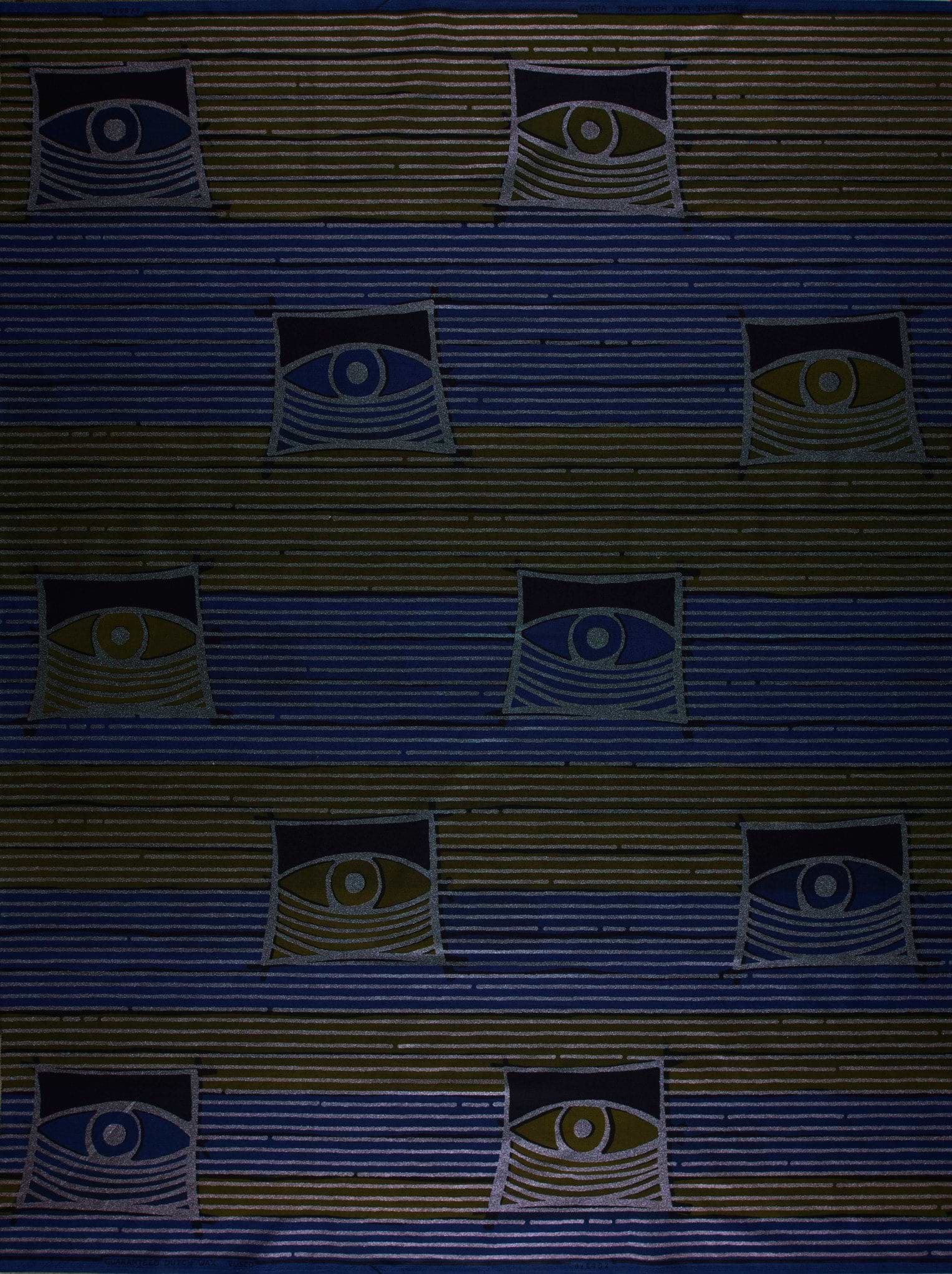 Blue gold striped fabric pattern sky wax vl08902.019