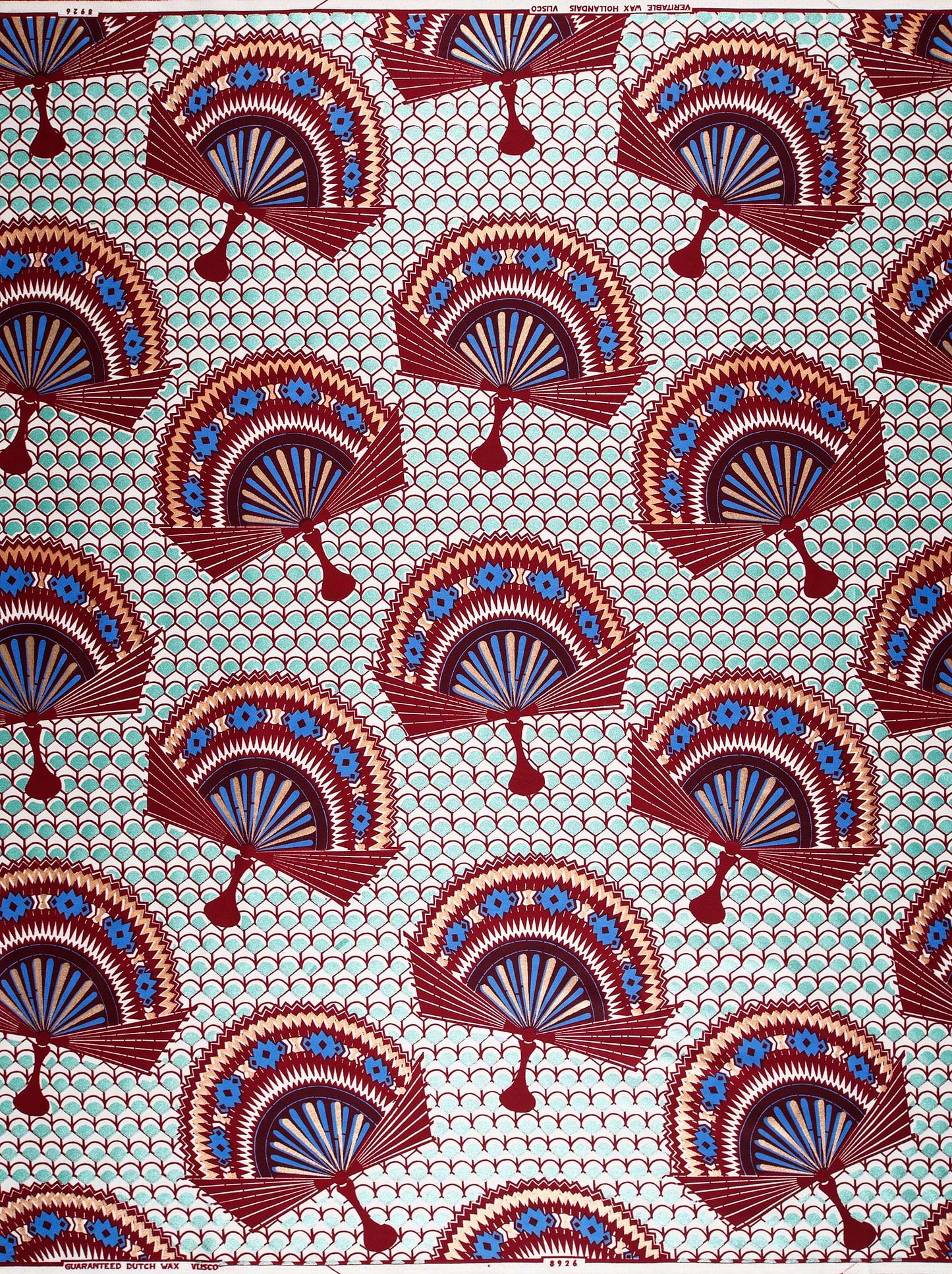 Red blue patterned fan design wax glitterglam vl08926.016