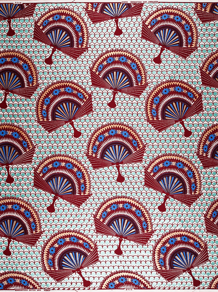 Red blue patterned fan design wax glitterglam vl08926.016