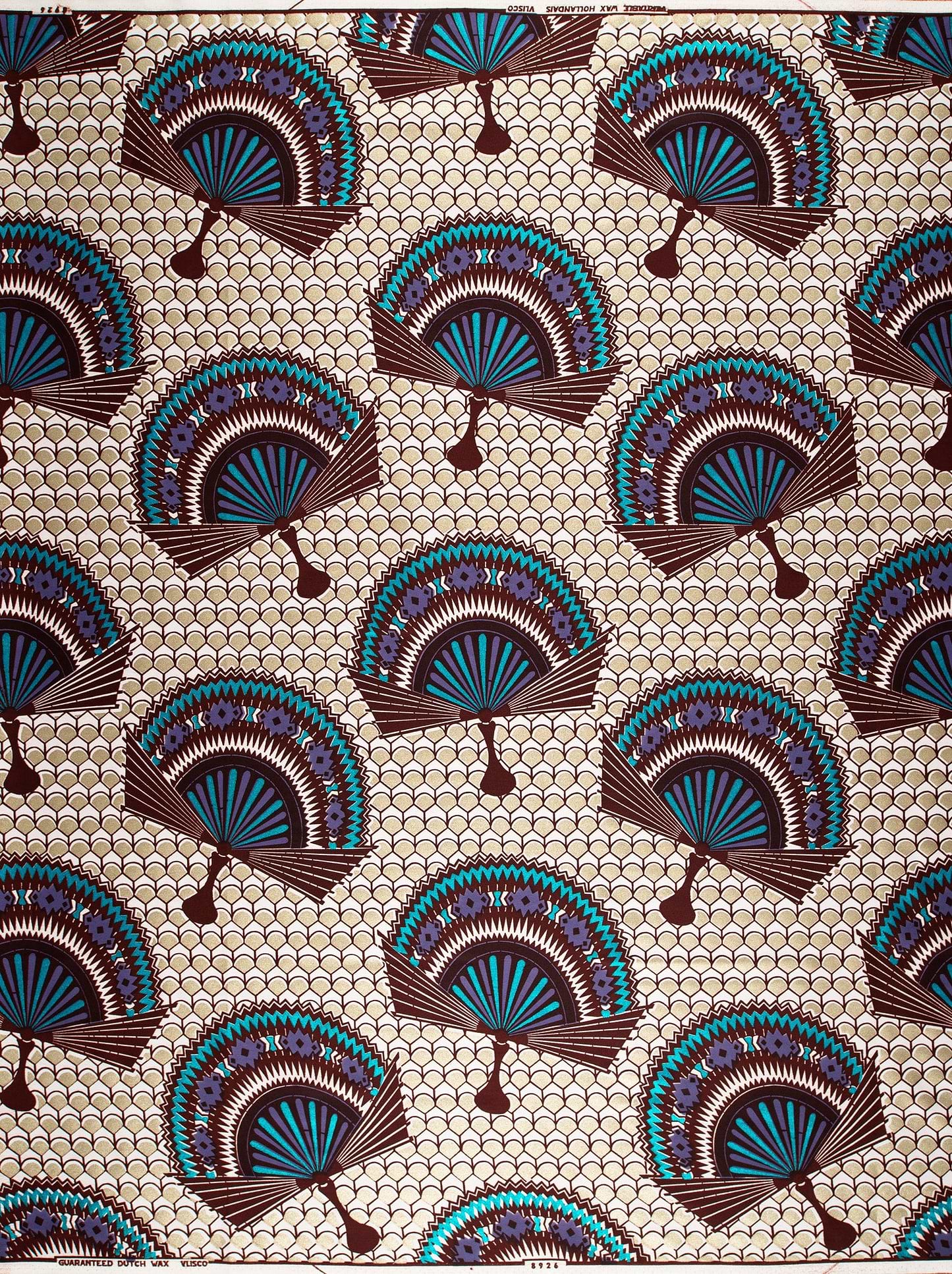 Fabric features pattern stylized fans wax glitterglam vl08926.017