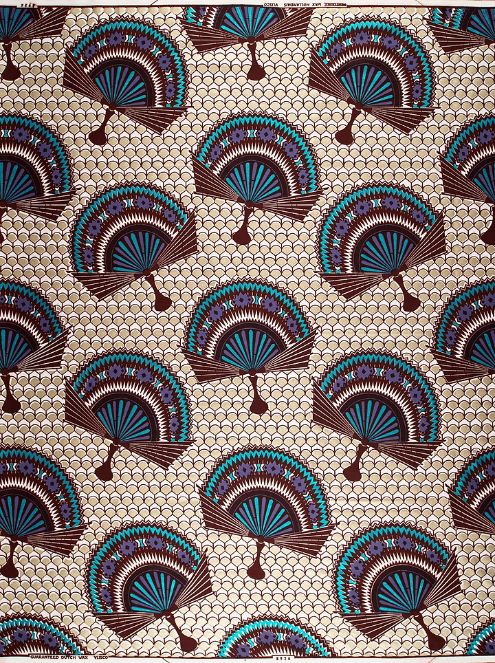Fabric features pattern stylized fans wax glitterglam vl08926.017