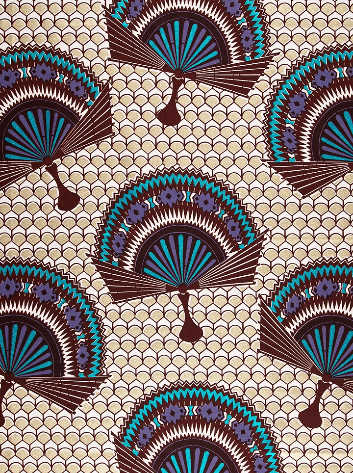 Beige fabric pattern stylized fans wax glitterglam vl08926.017