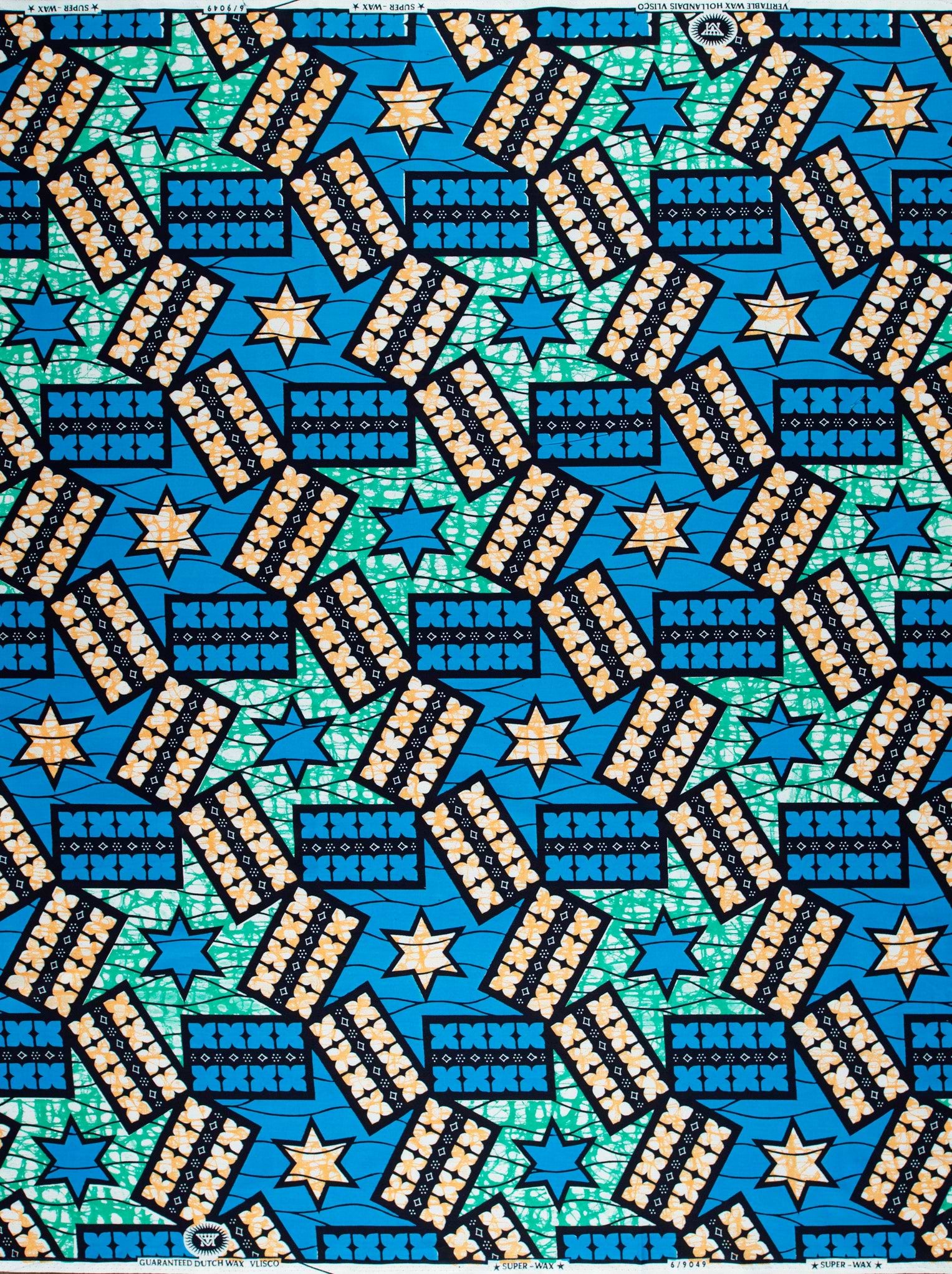 Vibrant blue green african print super-wax vl09049.026