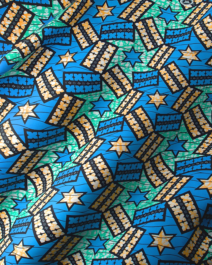 Vibrant blue green african print super-wax vl09049.026
