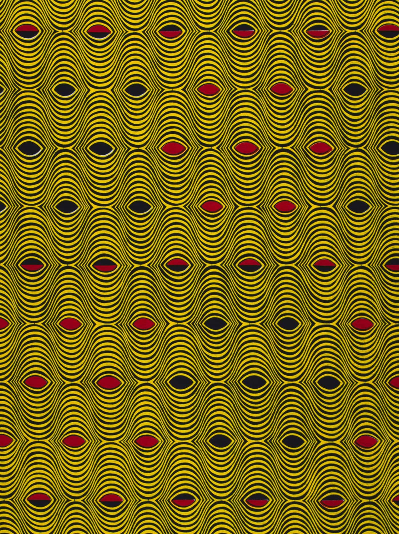 Yellow black wavy pattern red wax hollandais vl0h516.125