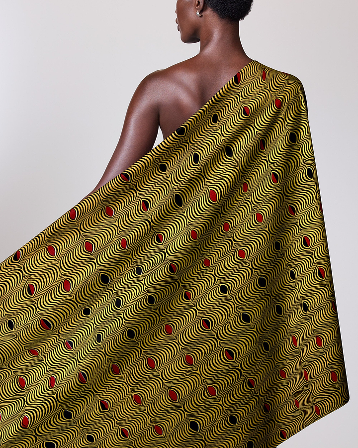 Vibrant gold-toned fabric bold black wax hollandais vl0h516.126