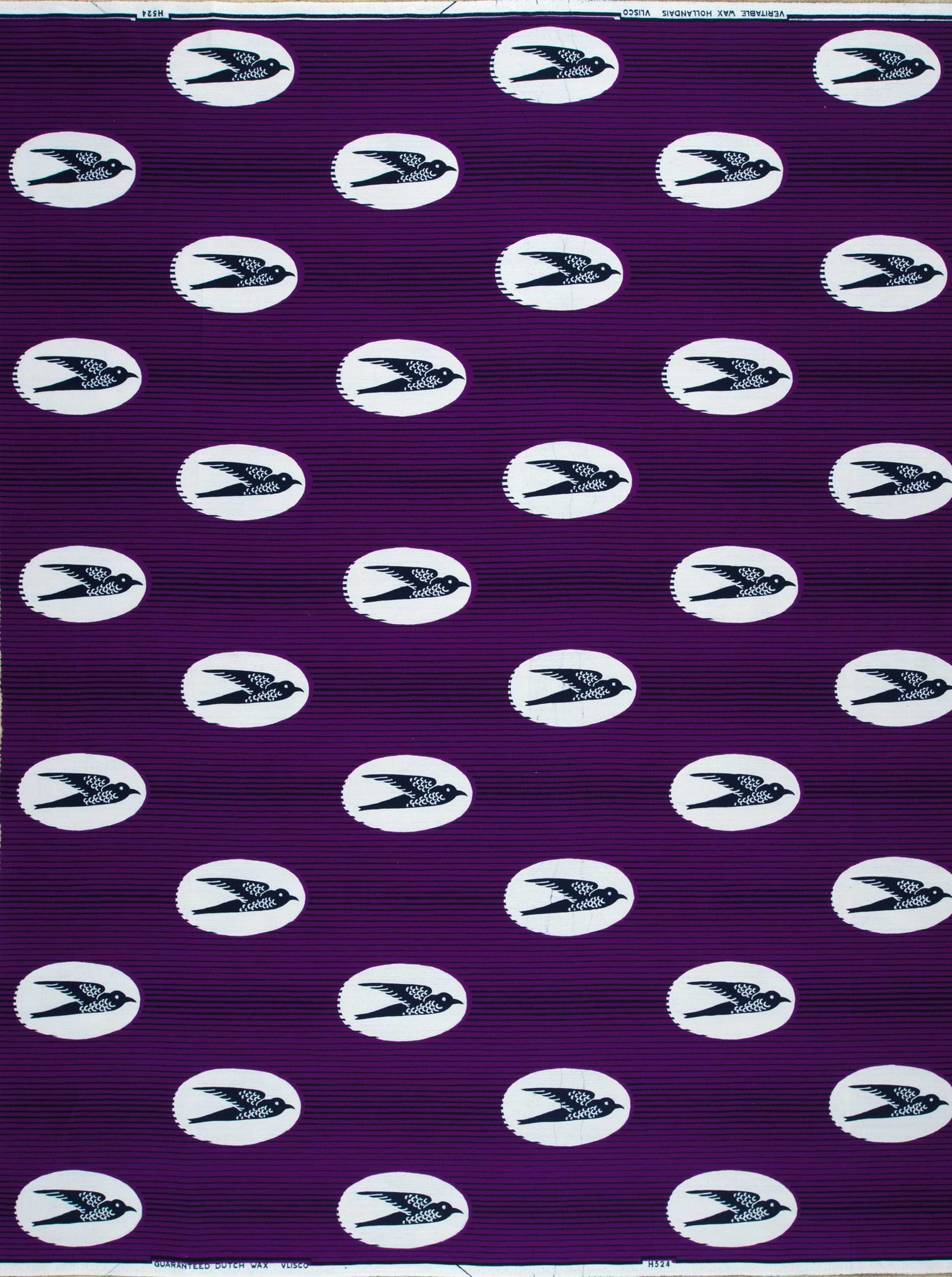 Purple fabric pattern white circles wax hollandais vl0h524.225