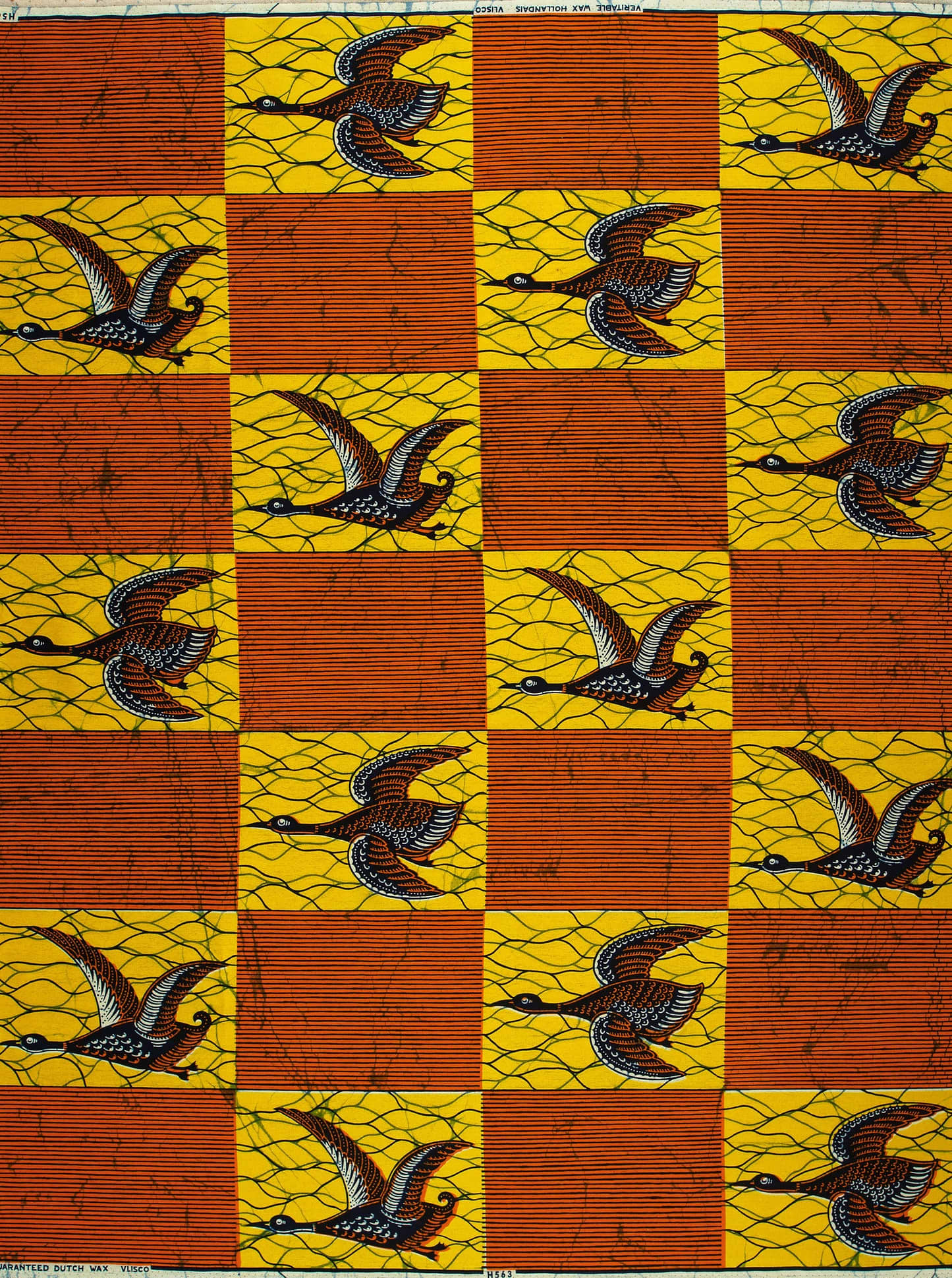Vibrant red yellow checkered fabric wax hollandais vl0h563.105
