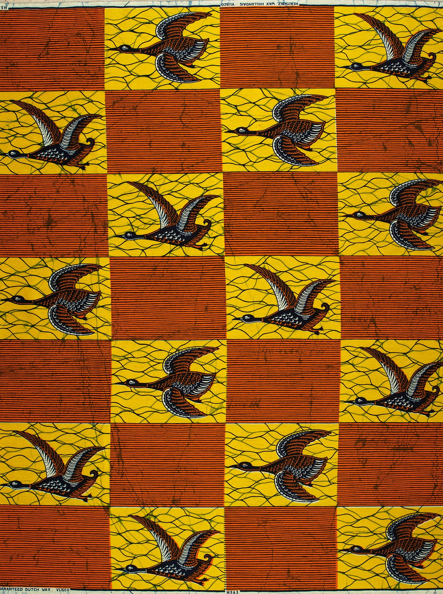 Vibrant red yellow checkered fabric wax hollandais vl0h563.105