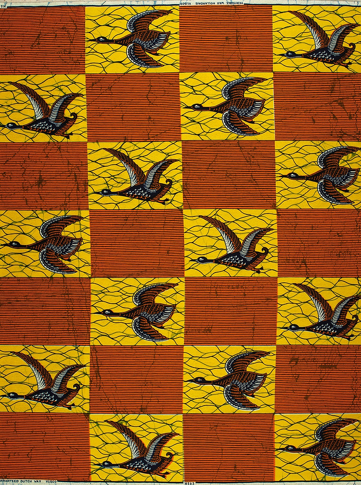 Vibrant red yellow checkered fabric wax hollandais vl0h563.105