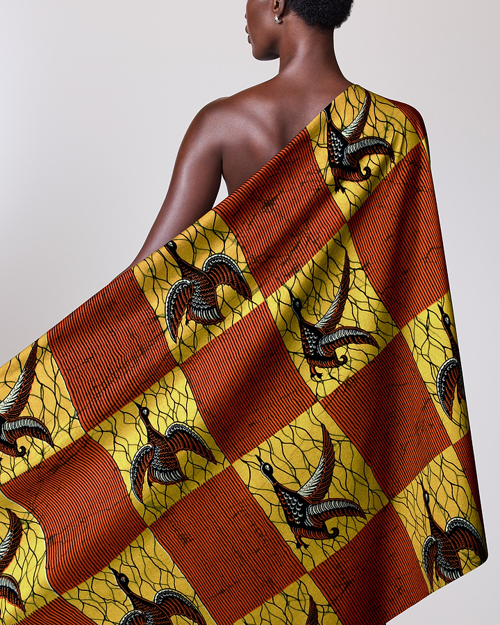 Vibrant red yellow african print wax hollandais vl0h563.105