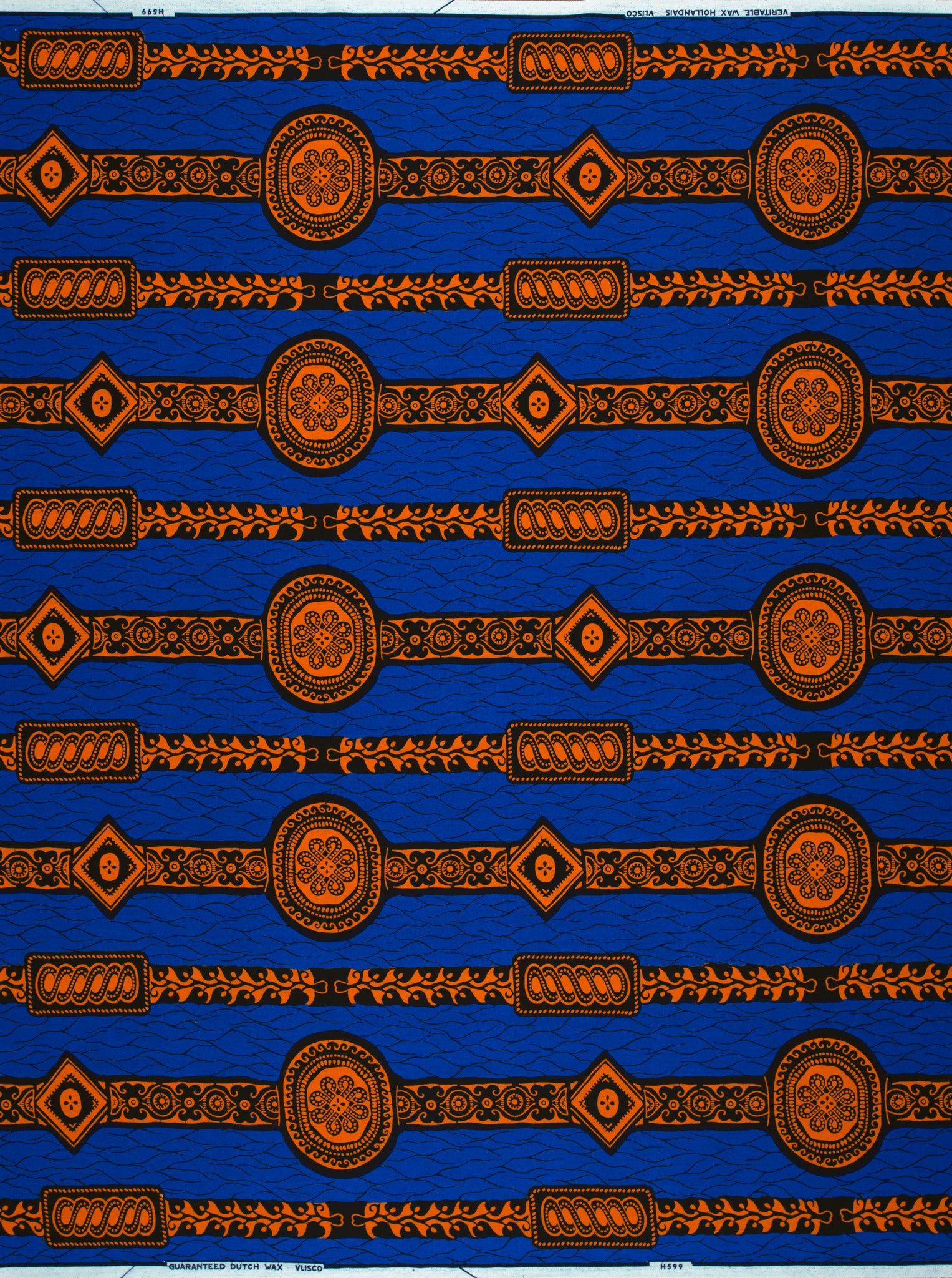 Vibrant blue fabric bold orange wax hollandais vl0h599.174
