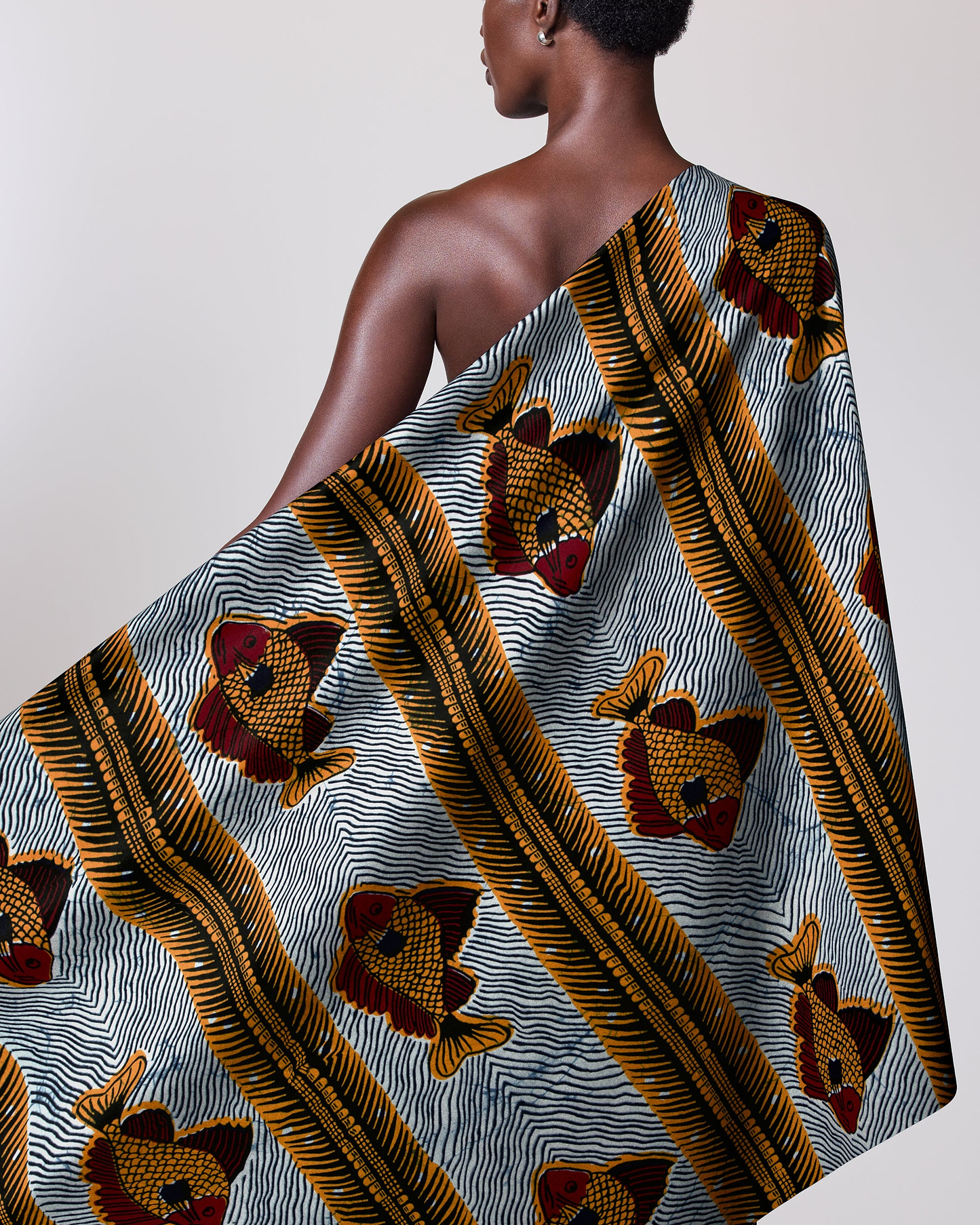 Vibrant one-shoulder wrap dress bold wax hollandais vl0h600.050