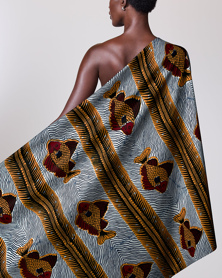 Vibrant one-shoulder wrap dress bold wax hollandais vl0h600.050