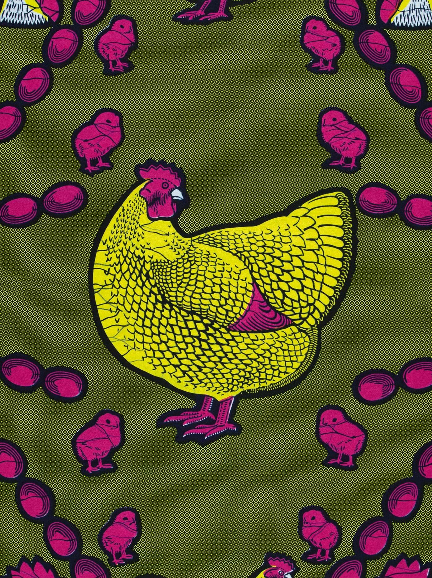 Bright yellow chicken magenta accents wax hollandais vl0h628.144